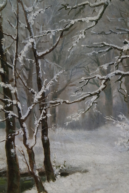 Gerrit Jan Derens (1831-1898) - olieverf op doek - winters bosgezicht kopen? Bied vanaf 185!