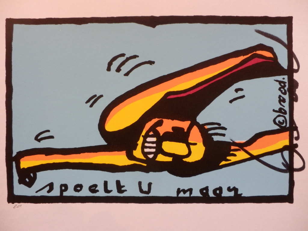 HERMAN BROOD  Handgesigneerde Zeefdruk  SPOELT U MAAR kopen? Bied vanaf 85!