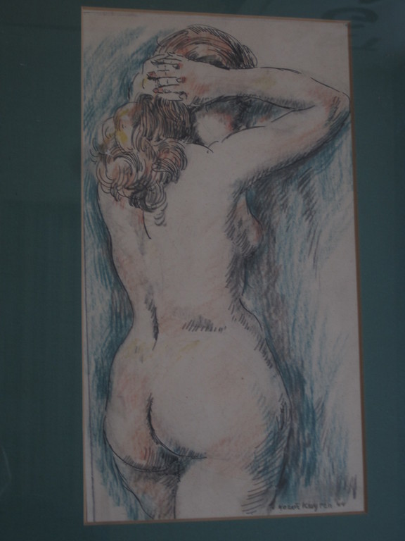 gesigneerd Harrie Kuyten pasteltekening "Naakt op de rug gezien" 1944 verkocht voor € 57!