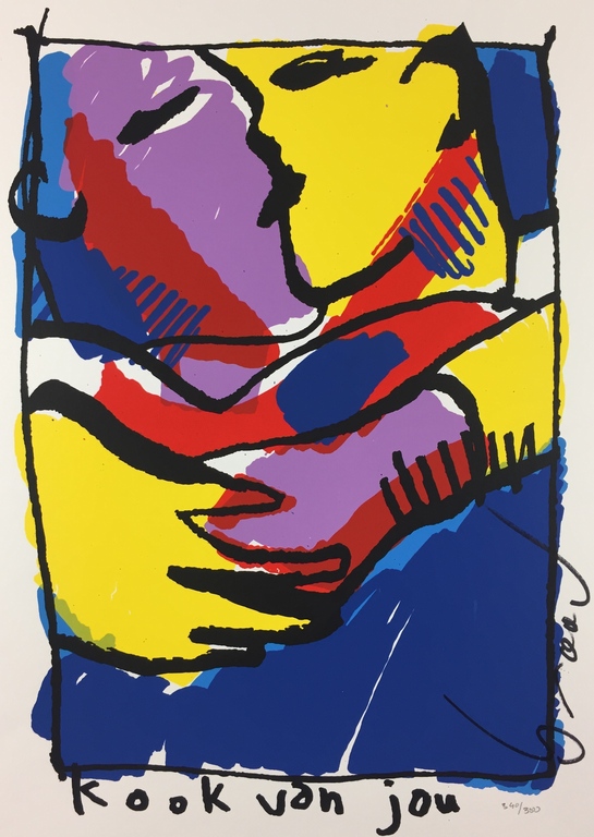 Herman Brood, handgesigneerde zeefdruk, 'Kook van jou' (VALENTIJNSAANBIEDING!) verkocht voor € 329!