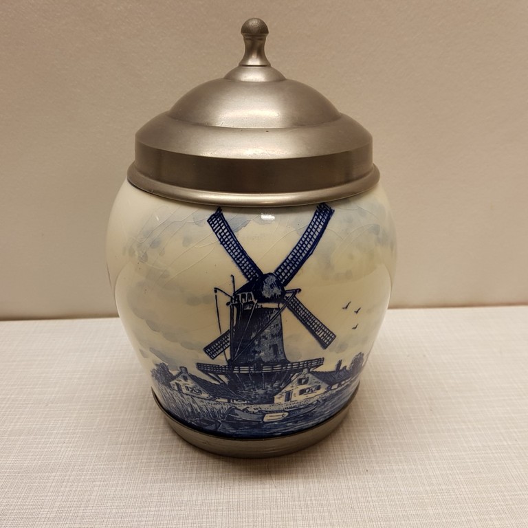 Tabakspot Molen Delft's met tinnen deksel kopen? Bied vanaf 1!