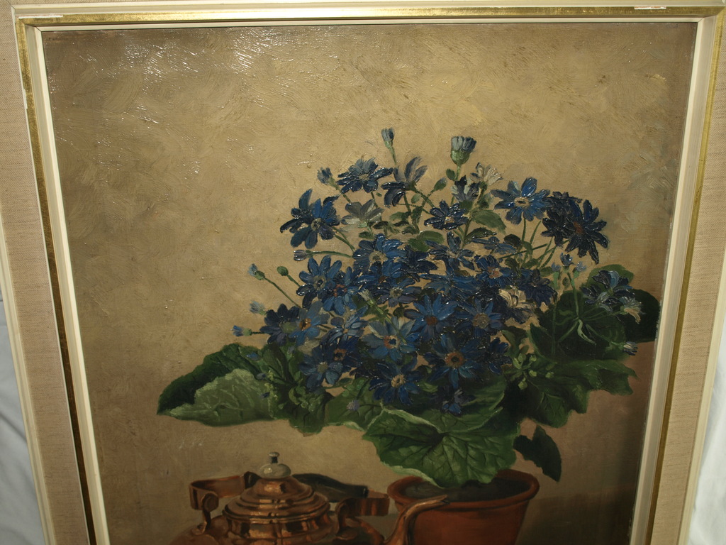 Kees Pel : Olieverf – Stilleven plant en koffiepot – Gesigneerd & ingelijst-1932 kopen? Bied vanaf 1!