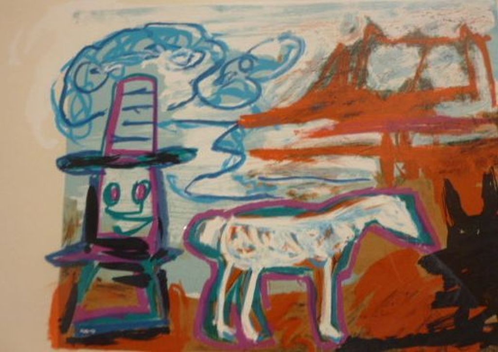 Karel Appel: 'Can We Dance A Landscape' Handgesigneerde kleurenlithografie 1989 kopen? Bied vanaf 550!