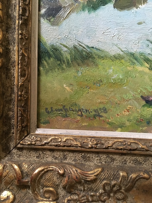 Gerbrand Frederik van Schagen - G.F. van Schagen: olieverf op doek, Fries landschap kopen? Bied vanaf 650!