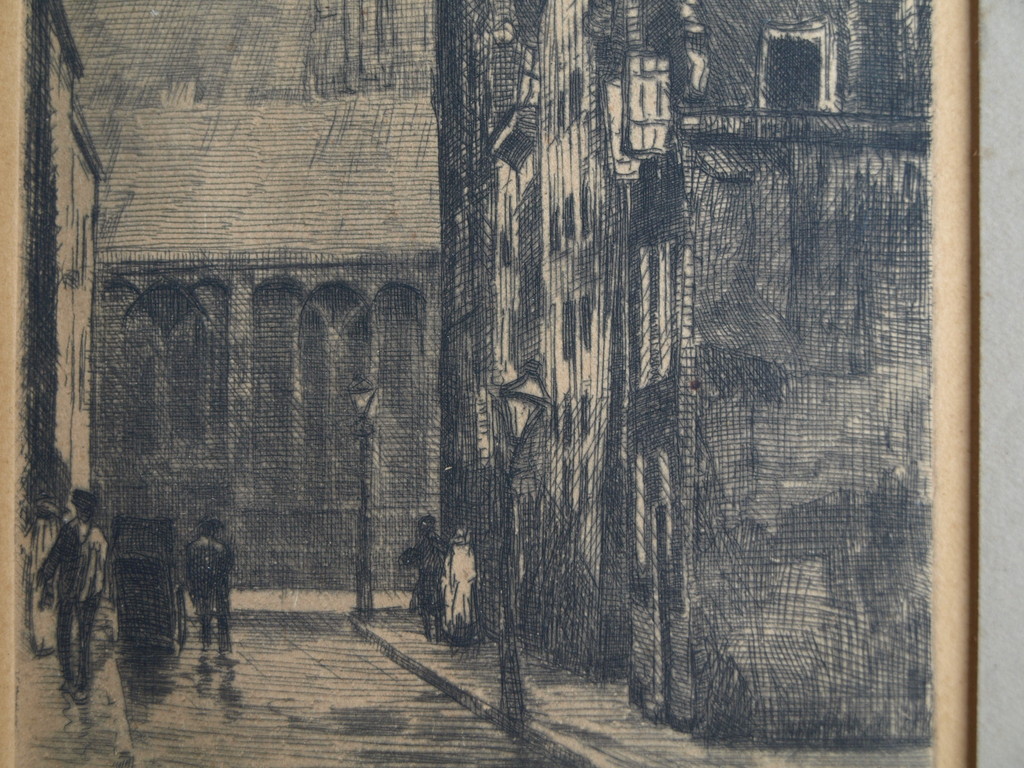 Jan Sirks : Ets , Lange Torenstraat Rotterdam – gesigneerd – 1903 kopen? Bied vanaf 1!