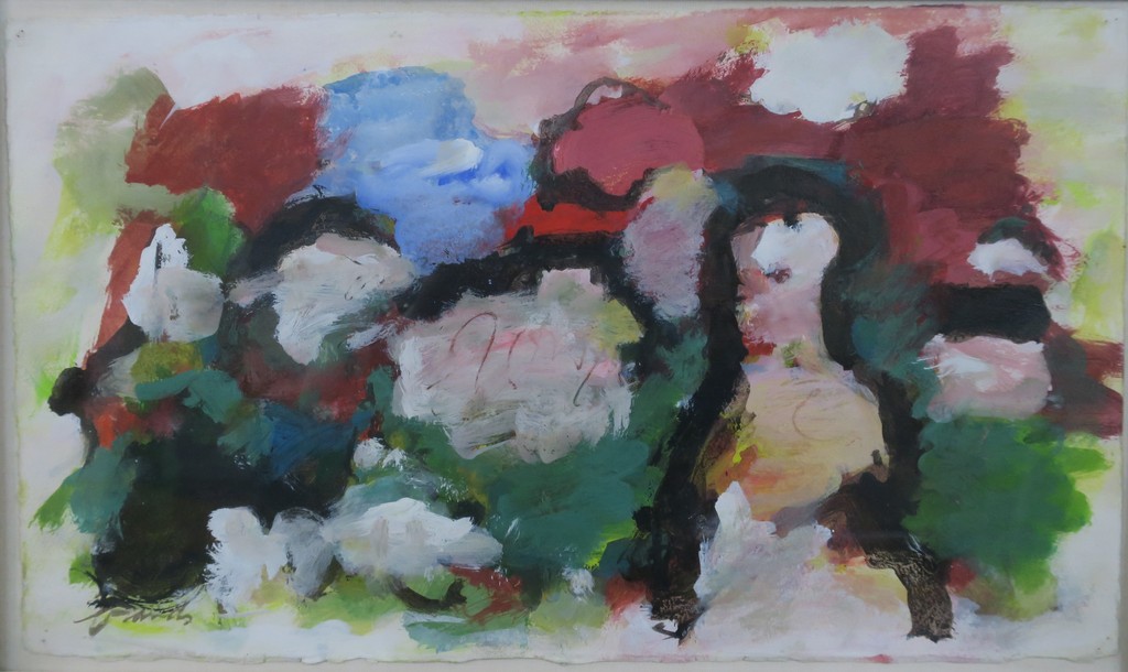 Eugene Brands: Gouache, Vrouw in landschap - Ingelijst kopen? Bied vanaf 950!