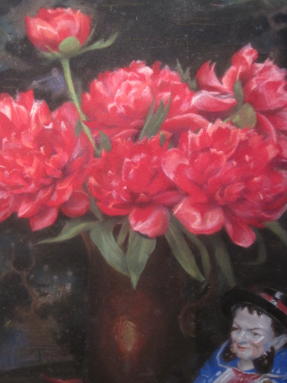 Jef vd Fackere * oliepastel * stilleven met pors.beeldje kopen? Bied vanaf 1!