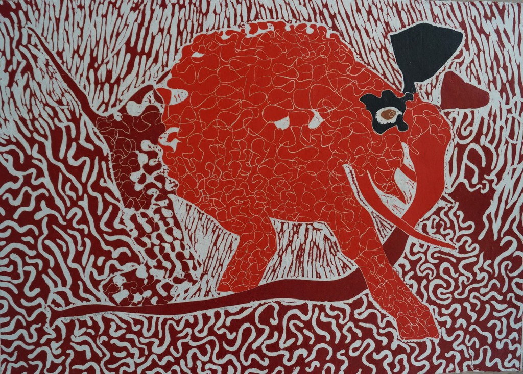 Boudewijn Wolthuis - gesigneerde linosnede - 1986 verkocht voor € 35!