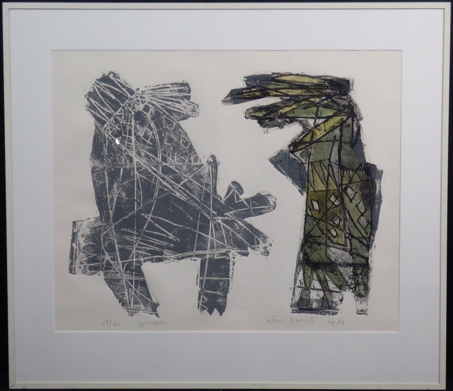 Wim Zurne: Ets, Spiegel -Ingelijst verkocht voor € 60!