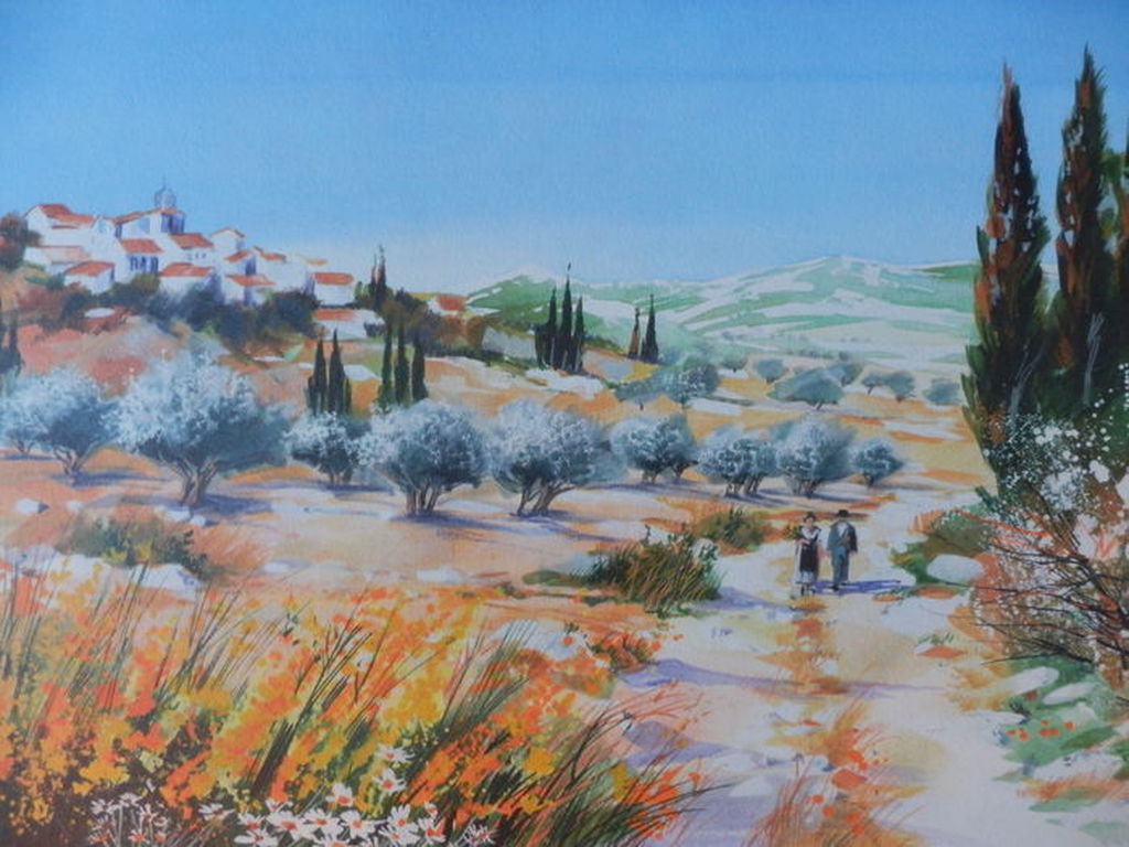 ELLA FORT  Lot van 2 Handgesigneerde Litho,s  CYPRESSEN en LAVENDELVELDEN kopen? Bied vanaf 1!