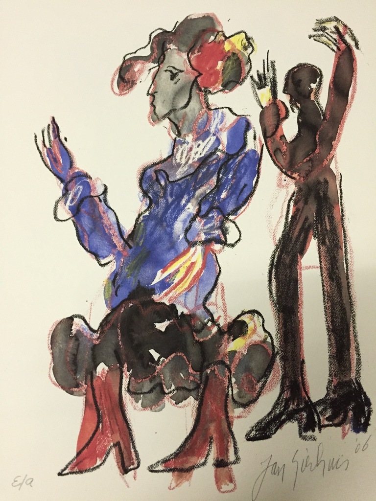 JAN SIERHUIS  Originele EA piezo/zeefdruk   Titel: Flamenco  2006 verkocht voor € 65!