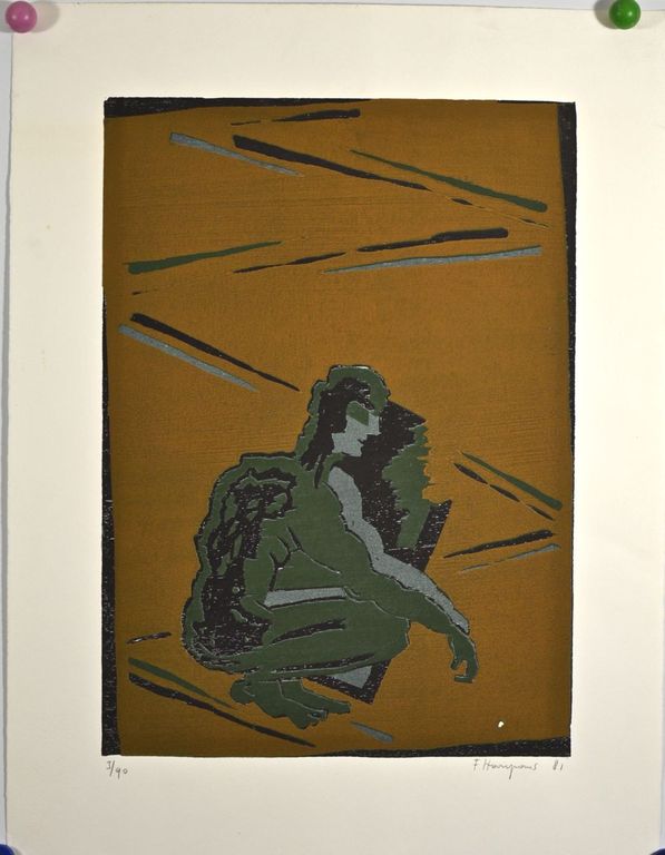 Fons Haagmans: Houtsnede. Man kopen? Bied vanaf 50!