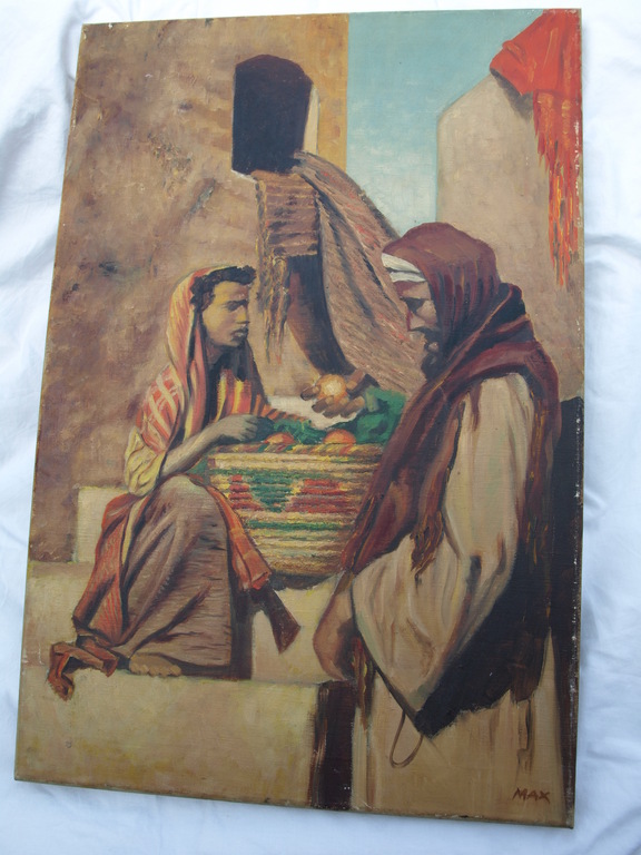 Gesigneerd ‘Max’ : Olieverf op doek – Oriëntaalse voorstelling – 60 x 40 cm  kopen? Bied vanaf 1!