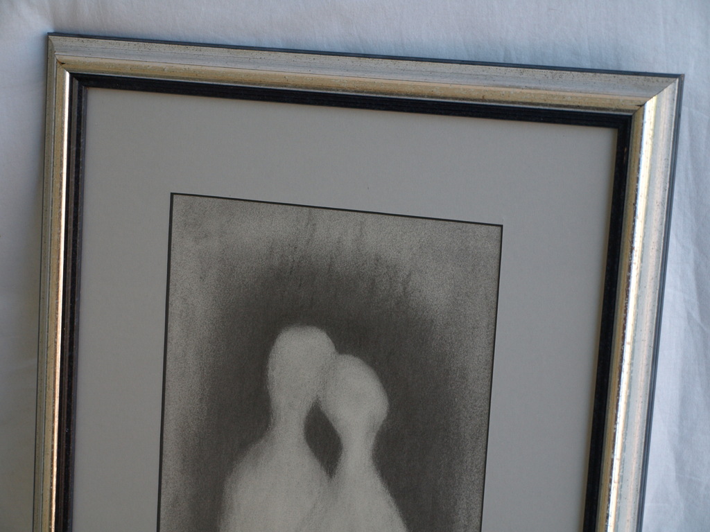 Onbekend, gesigneerd : Tekening, Twee verliefde Bowling pins – ingelijst  kopen? Bied vanaf 1!