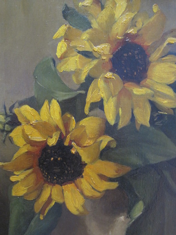 Willy Fleur 1888-1967 "zonnebloemen" groot olieverf gesigneerd ca. 1930 kopen? Bied vanaf 1!