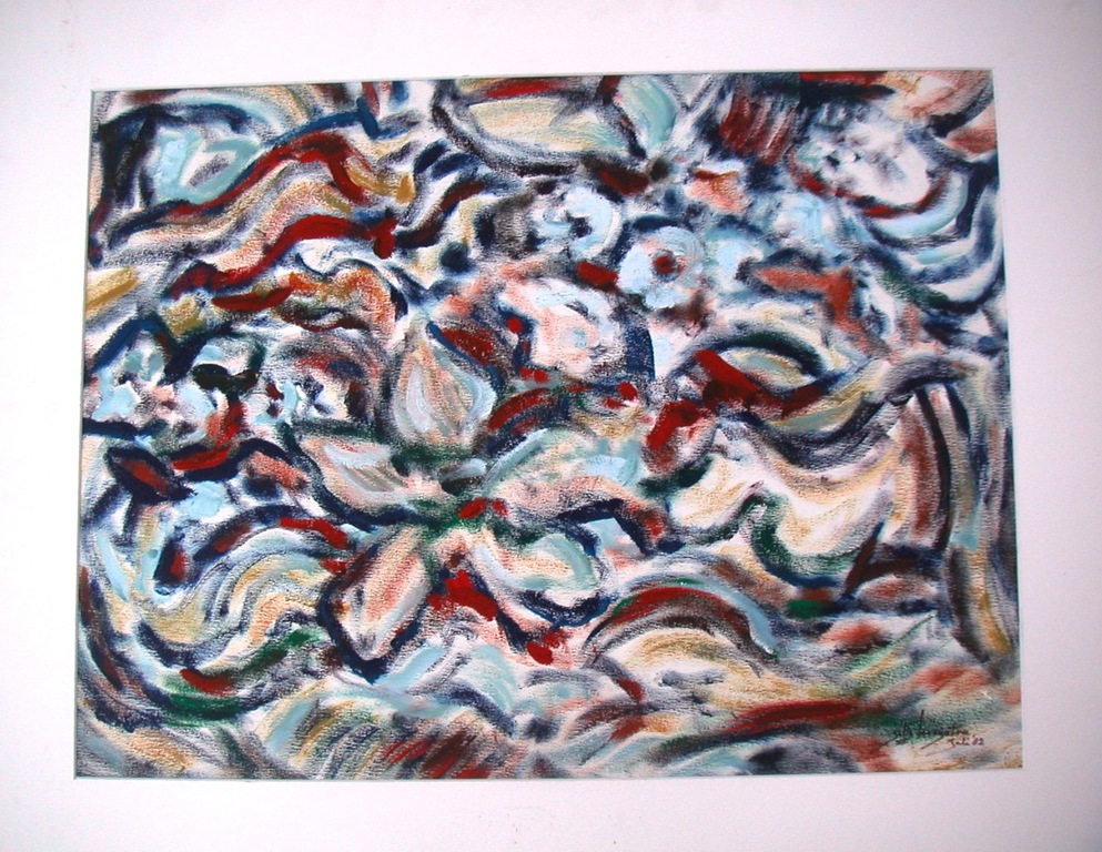 Jelle Hoogstra 1924-2003  -  Olieverf op papier  -  Abstract kopen? Bied vanaf 20!