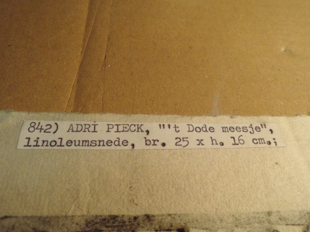 Adri Pieck - Linoleumsnede/druk - T dode meesje kopen? Bied vanaf 35!