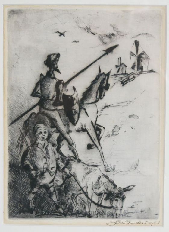 Jan van Zundert, ets: Don Quichot kopen? Bied vanaf 1!