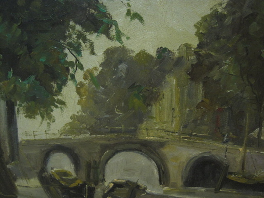 oud 1920 olieverf "Amsterdam ochtend op de Herengracht" onduidelijk gesigneerd   kopen? Bied vanaf 1!