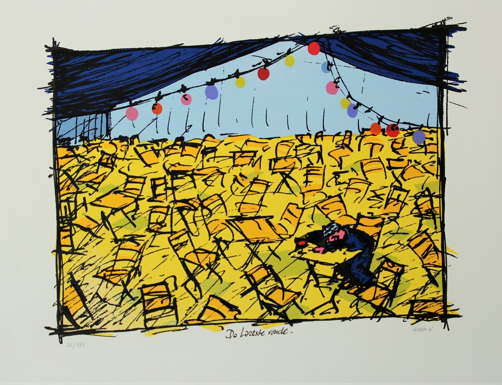 Bram Vermeulen Zeefdruk De laatste ronde. verkocht voor € 56!