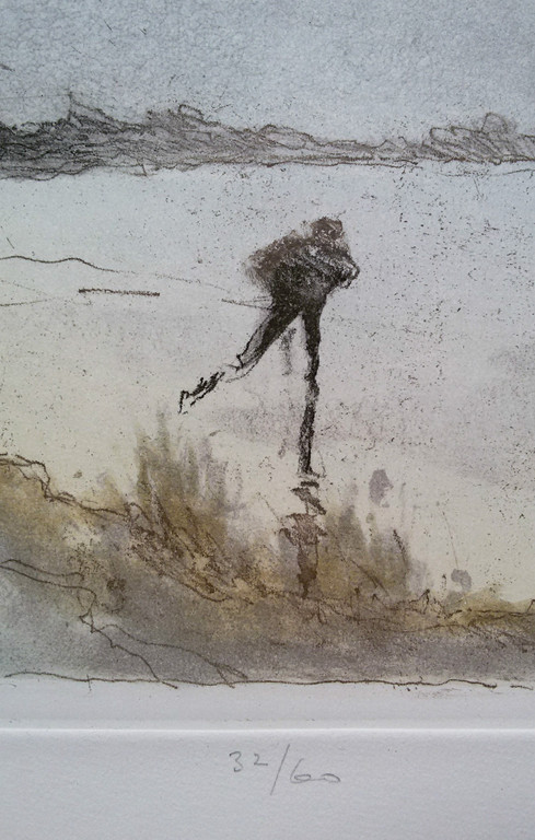 Mart Kempers - Winters tafereel met schaatser, aquatint ets kopen? Bied vanaf 75!