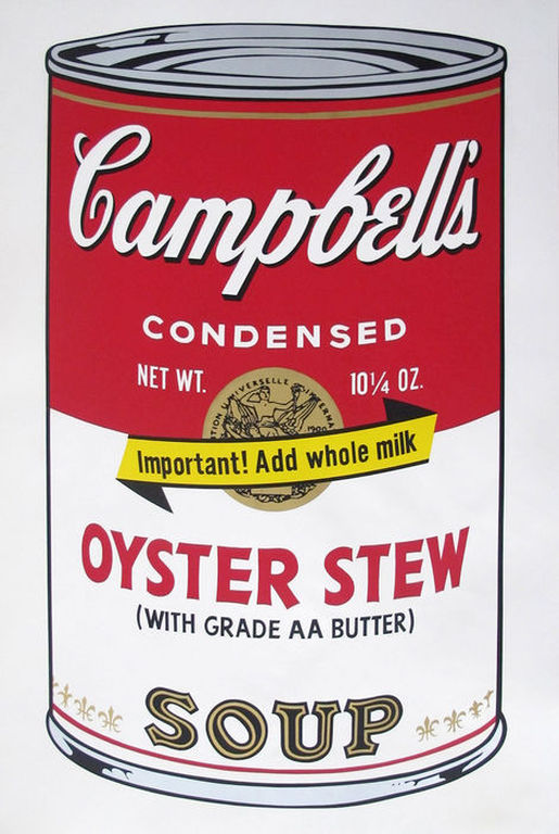 Andy Warhol: Met de hand gezeefd druk, Campbell's Oyster Soup II kopen? Bied vanaf 100!