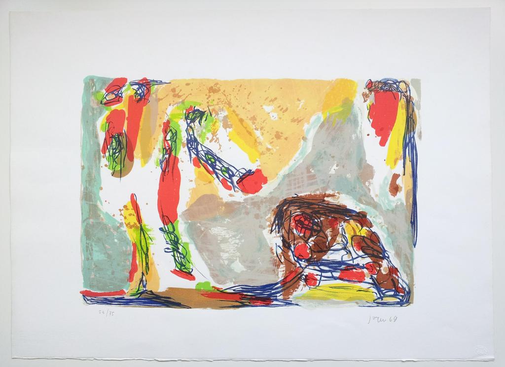 Asger Jorn, kleurenlitho uit 1969, 'Trop Tot', S/N kopen? Bied vanaf 750!