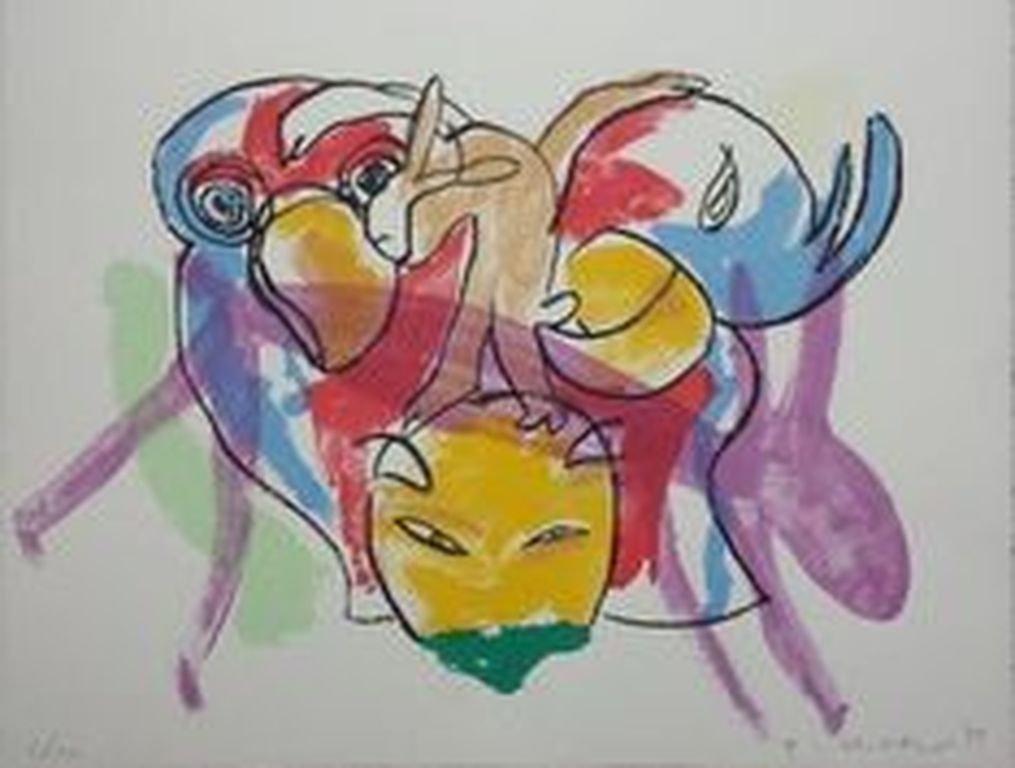 Anton Vrede Grote Fraaie zeefdruk In aluminium lijst verkocht voor € 57!