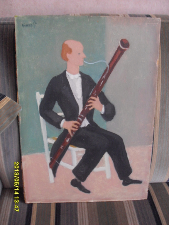 Joop Kropff, olieverf op board, "Fagottist" kopen? Bied vanaf 100!