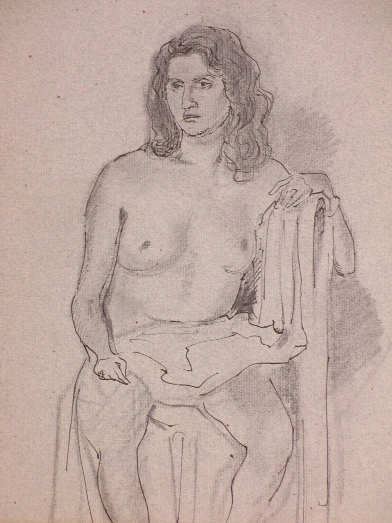 Harm Kamerlingh Onnes, Zittend naaktmodel, Tekening kopen? Bied vanaf 1!