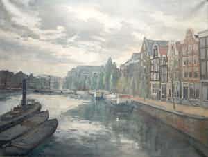 Willem Fekken - Willem Fekken (1908-1999) - Olieverf Amsterdam verkocht voor € 240!