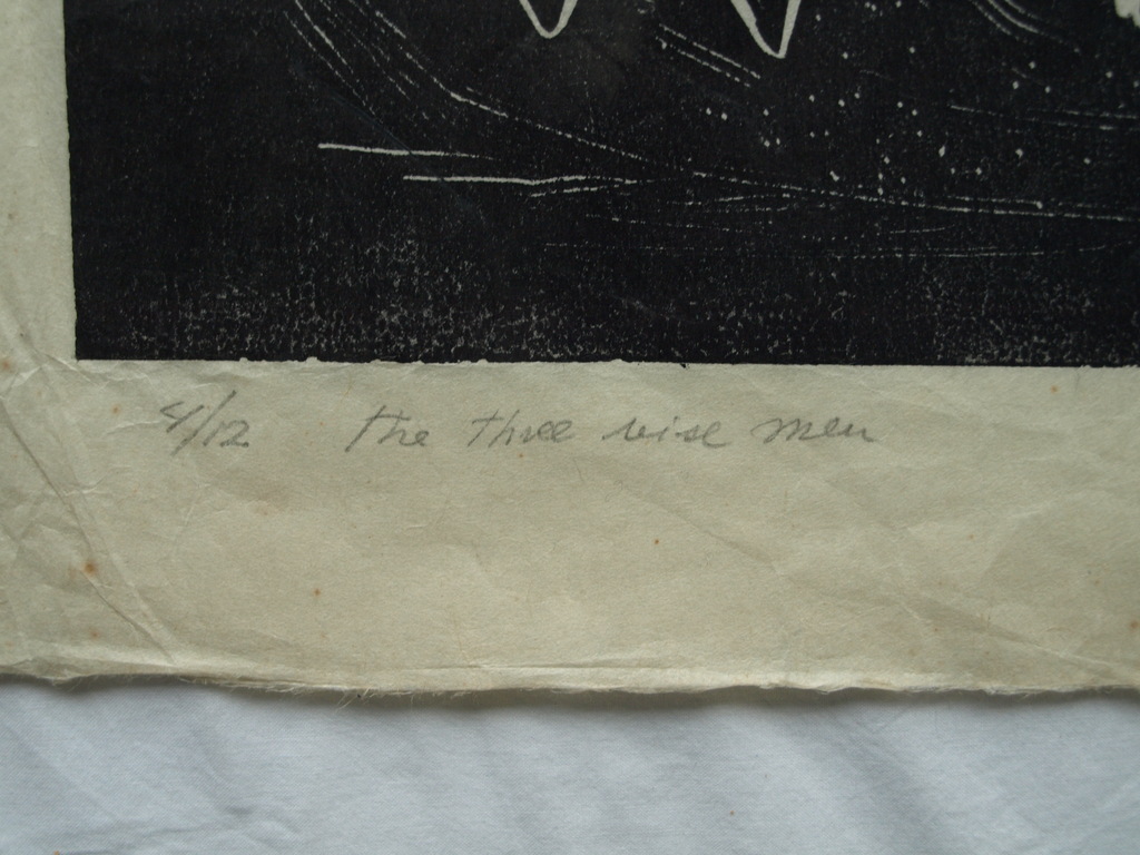 Onduidelijke signatuur : Houtsnede – The Three Wise Men – 1959 - oplage 12 ex. kopen? Bied vanaf 1!