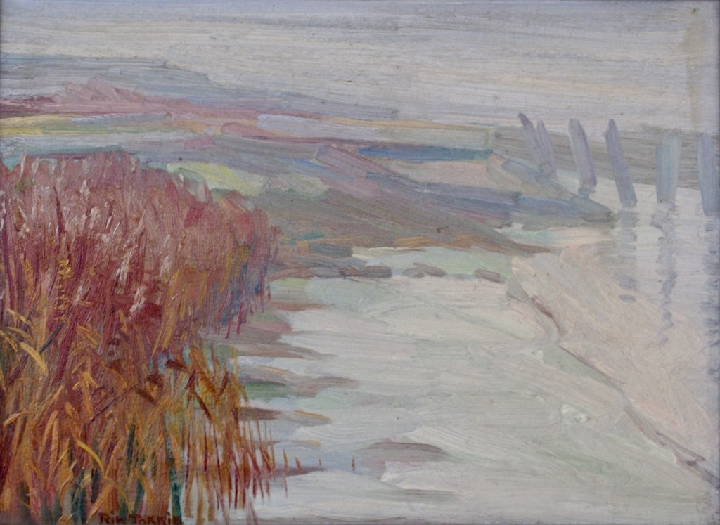 Rik Tokkie ( XXste eeuw ) Olie op Paneel "Bootje op het Droge aan de Schelde" kopen? Bied vanaf 1!