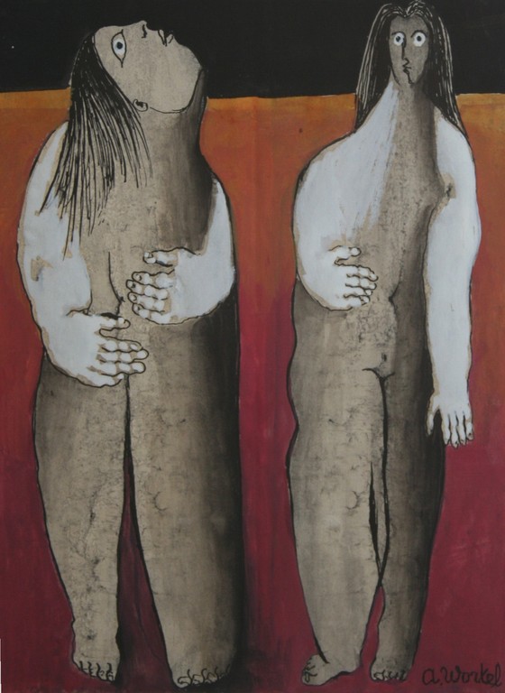 Ans Wortel - Gouache -De verschrikkelijke lijven van vrouwen alleen- gesigneerd kopen? Bied vanaf 200!