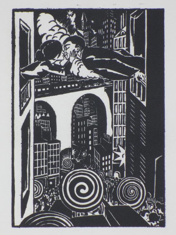 Frans Masereel, De Kus, Houtsnede 1924 verkocht voor € 100!