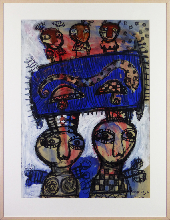 TOYIN  LOYE   LARGE SCALE  PAINTING  NIGERIA  AFRRICAN ART 1999 verkocht voor € 410!