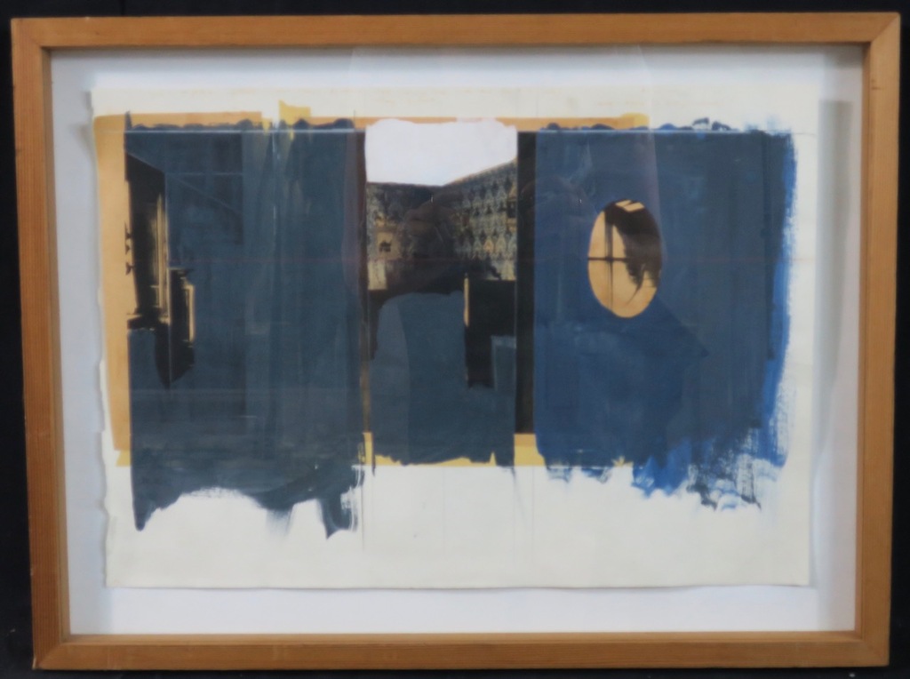 Mirjam Kuitenbrouwer: Collage en Acryl op papier, Zonder titel - Ingelijst verkocht voor € 60!