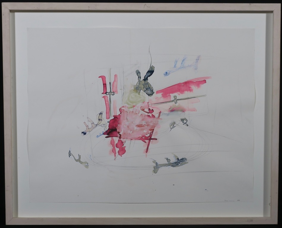 Berend Hoekstra: Gemengde techniek op papier, Vliegende figuren - Ingelijst kopen? Bied vanaf 150!