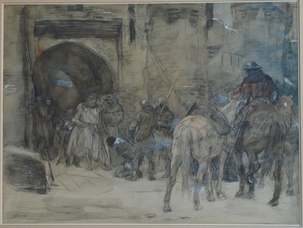 Johannes Hendricus Jurres: Aquarel , Historische voorstelling- ingelijst–ca 1930 kopen? Bied vanaf 200!