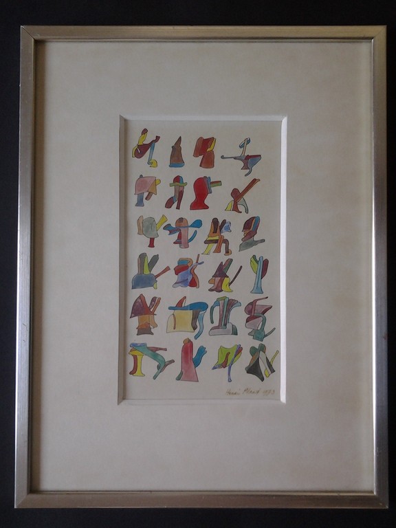 Henri Plaat (1936) , Tekening/Aquarel, Zonder Titel (1973) verkocht voor € 95!