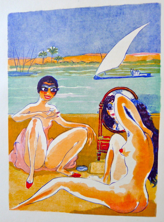 Kees van Dongen  een houtgravure  naar aquarel uit 1001 nacht, 1955 . Ingelijst. kopen? Bied vanaf 45!