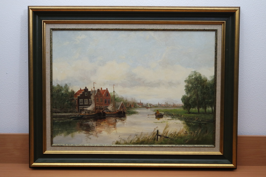Jan Ernens (1919) - olieverf op doek - Hollands rivierlandschap kopen? Bied vanaf 285!