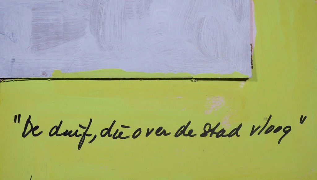 Meertje Kaal: Olieverf en collage op karton, De duif die.. - Ingelijst  kopen? Bied vanaf 1!