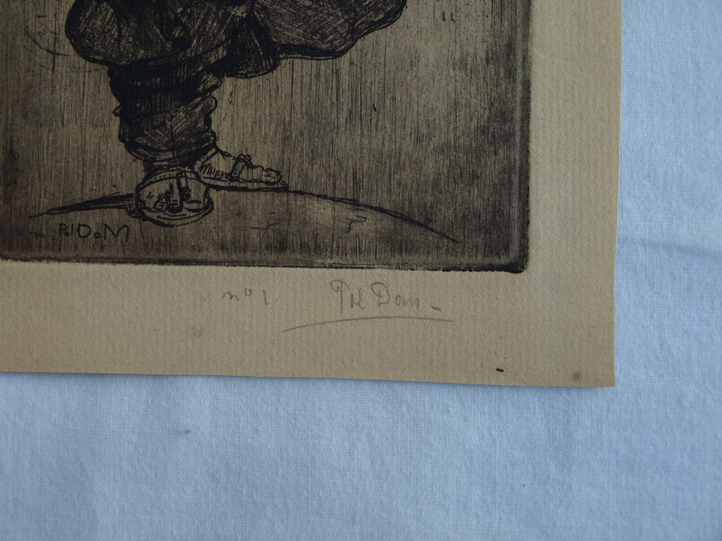 Pol Dom (1885-1978) : Ets – Spotprent – Gesigneerd  kopen? Bied vanaf 1!