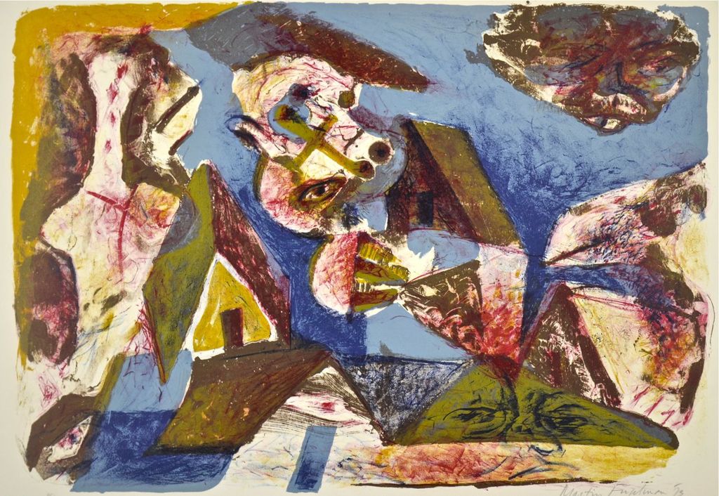 Martin Engelman: Litho. Huisjes en figuren verkocht voor € 75!