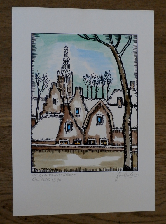 Toon Tieland - Handingekleurde Litho - Zalig kerstfeest Gezond 1990 - 1989 kopen? Bied vanaf 75!
