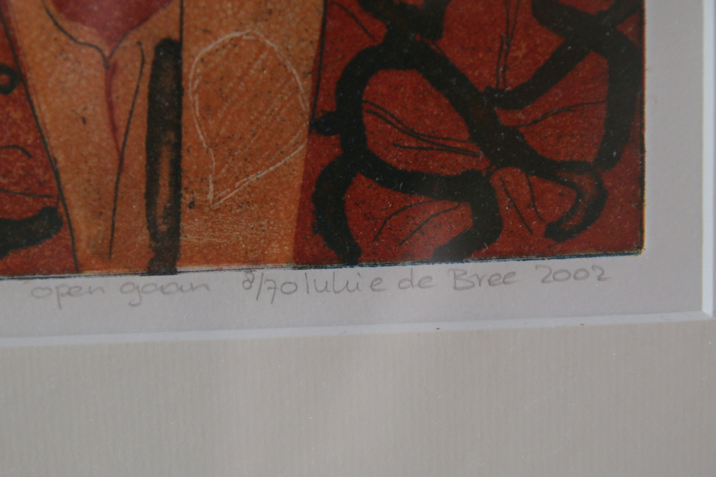 Lukie de Bree - 2 tekeningen uit 2002 'Open Gaan' en 'Rode Bloem' kopen? Bied vanaf 100!