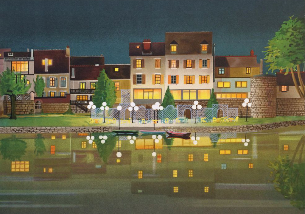 LECOINDRE. -Les Lampadaires Blanc- Zeer mooi werk uit 2014 Handgesigneerd. verkocht voor € 75!