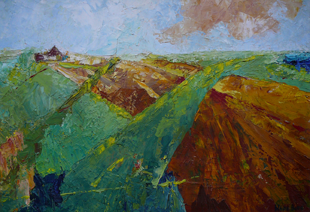 Hans Buré: 'Een Warme Zomer in Bovensmilde' -olieverf 1995- verkocht voor € 35!