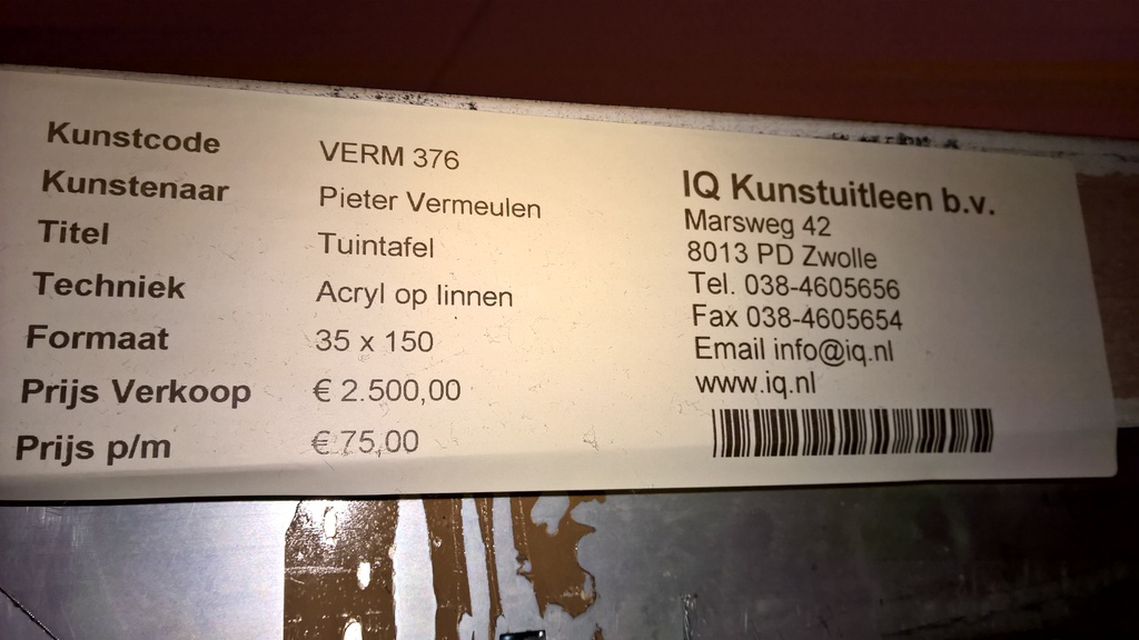 Pieter Vermeulen, Tuintafel, acryl op linnen kopen? Bied vanaf 1500!